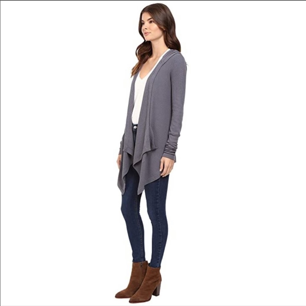 MADE IN USA Splendid thermal hooded cardigan grey XS